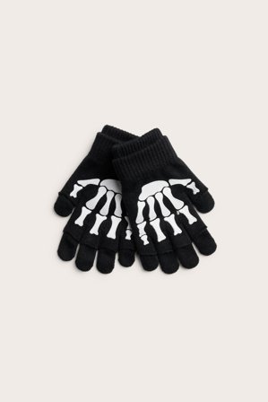 Kappahl | Hansker med selvlysende skjelett | Svart