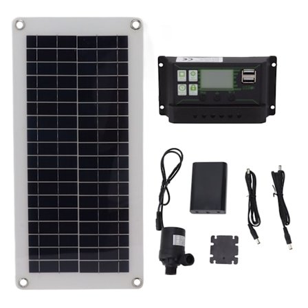 Solpanel Kit Polykrystallinsk 100A Controller 10W 18V Solcellepanel med Batteriboks Pumpe til Bilcamping