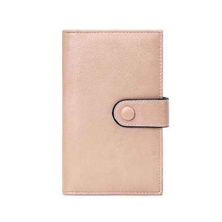 Rfids-blokerende læder tredobbelt clutch pung kreditkortholder pung kortholder taske med ID-vindue punge til kvinder pink