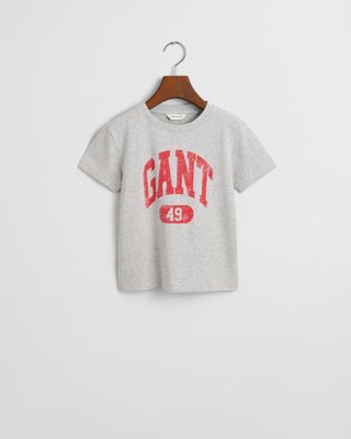 GANT - GANT 49 arch print t-skjorte til barn light grey melange