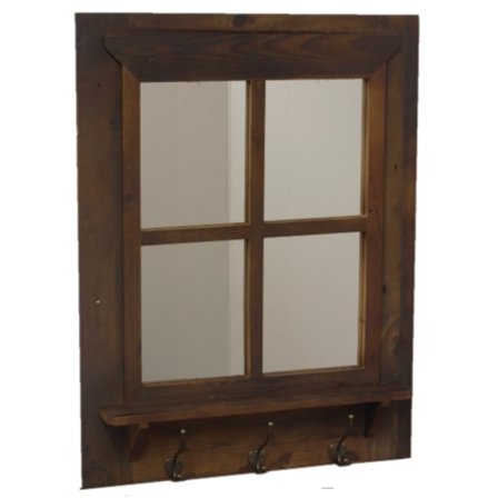 065 Wengen spegel med krokar återvunnet trä