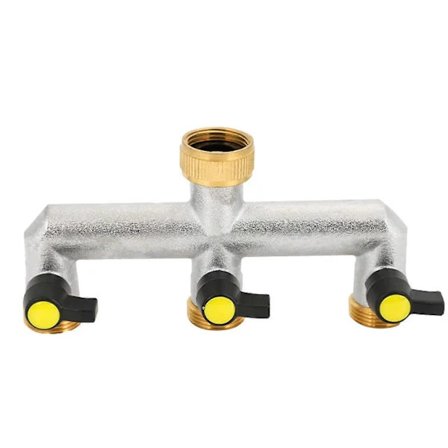 3-vägs vattenkransfördelare, 3/4 tums mässingsvattenanslutningsfördelare med individuella avstängningskranar - GSL