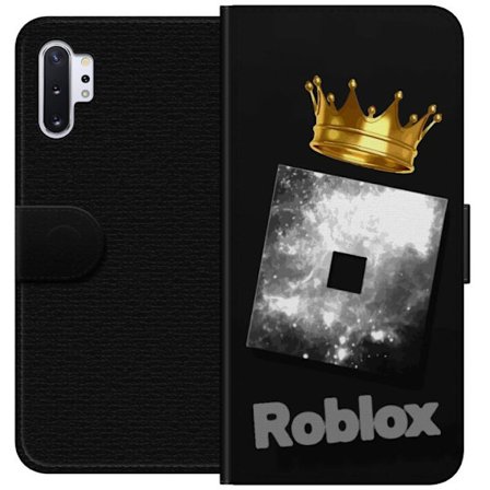 Kompatibelt Lommeboketui til Samsung Samsung Galaxy Note10+ Minimalistisk svart og sølvfarget Roblox-symbol med gylden krone og luksuriøs gamer-este