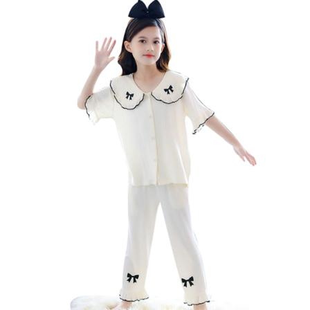 Pyjamas För Flickor Toddler Bomull Barn Sovkläder Beige 130cm