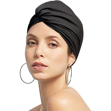 Elastisk badehette for kvinner - Langt og kort hår, plissert, knyttet, myk hette, ikke-vanntett