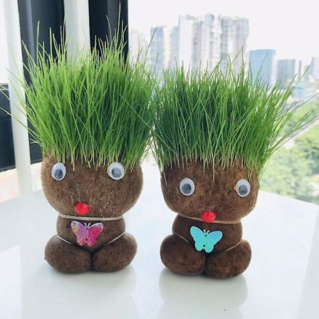 Kreativ Växtpåse Kruka Gräshuvud Docka Planteringspåse Blomkruka Skrivbordsdekor Gåva