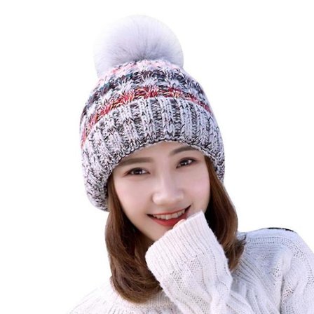 Dame Vinter Varm Strikket Lue Skjerf Pom Pom Luer