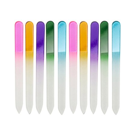 Glas Neglefil med Plastikærme, Dobbeltsidet Neglefile, Krystal Neglefile, 10 stk.