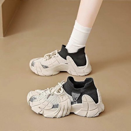 Motejoggesko for kvinner - Chunky Dad Shoes Strikket Sokkedesign Plattform Uformelle Løpesko