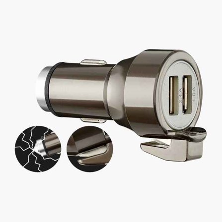 Biltema - USB-lader 12V med nødhammer og beltekutter