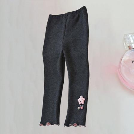 Enfärgad Fleecefodrad Elastisk Midja Skinny Långbyxa För Flickor