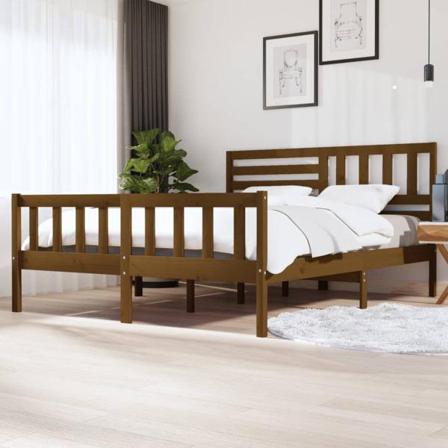 Vidaxl Sängram Honungsbrun Massivt Trä 180x200 Cm Brun