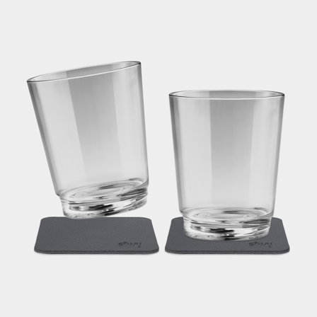 Magnetic plastic tumblers Silwy Magnetic Drinking Cup The Classic, transparent, 25 cl, 2-pack + magnetic coasters