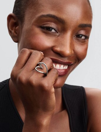 Pandora Heart Sterling Silver Ring - Silver - 54