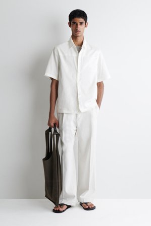 COS Homme Chemise À Fines Rayures Et Panneaux in Blanc