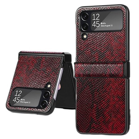 Läderfodral för Samsung Galaxy Z Flip 3 med gångjärnsskydd, tunt och slimmat stötsäkert skyddsfodral för hela telefonen