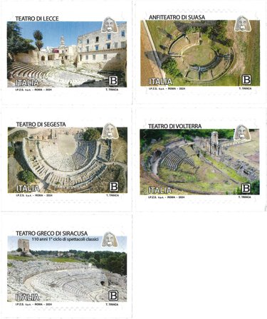 Italien - Antikke teatre - Postfrisk sæt 5v