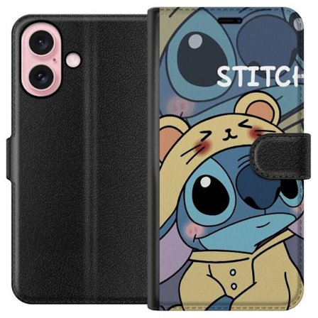 Kompatibelt Plånboksfodral till Apple Apple iPhone 16 Stitch med surfbräda söt blå alien Disney