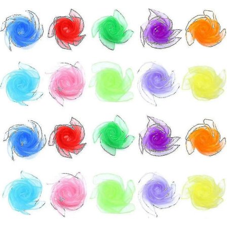 Farverige chiffonhåndklæder, legehåndklæder til børn, jongleringsklude til børnehave, firkantede magiske klude til børneshow 60 x 60 cm -Sy