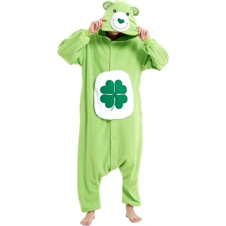 Unisex Aikuisten Sarjakuva-asu Halloween Joulu Yöasut Haalari Onesies Pehmo Cosplay Pyjamat Vihreä Karhu S