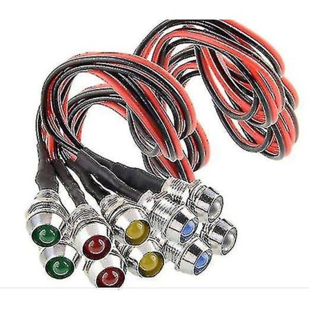 LED-indikator, 12V indikatorpære dashbordpanel varsellampe signal lampe for bil LED (10 stk - Flerfarget)