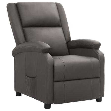 Vidaxl Reclinerfåtölj Med Uppresningshjälp Grå Äkta Läder Grå