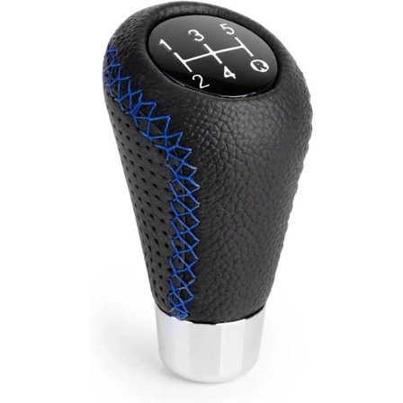 Universel gearstang 5-gears manuel transmission sort lædersyning kompatibel med de fleste biler (blå)