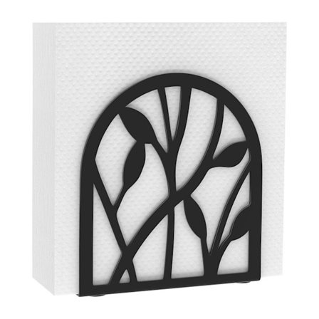 Serviettholder i Metall Oppbevaringsboks med Sklisikker Pute Skrivebordspapirarrangør med Bladdesign for Benkeplate Spisestue Kjøkkenbord Piknikfest -