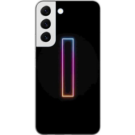 Kompatibel Mobilcover til Samsung Samsung Galaxy S22 5G Minimalistisk neonbogstav I i regnbuefarver mod mørk baggrund