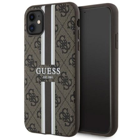 Guess GUHMN61P4RPSW iPhone 11 / Xr brun/brun hård väska 4G Printed Stripes MagSafe