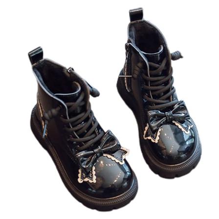 Flickor Bowknot Rund Toe Dress Boot Snörning Princess Short Bootie