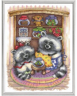 Stickpackung Bild Waschbären