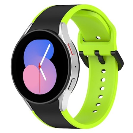 Samsung Galaxy Watch 5 / 4 / 3 dubbelfärgat klockarmband i silikon - Svart / Lime