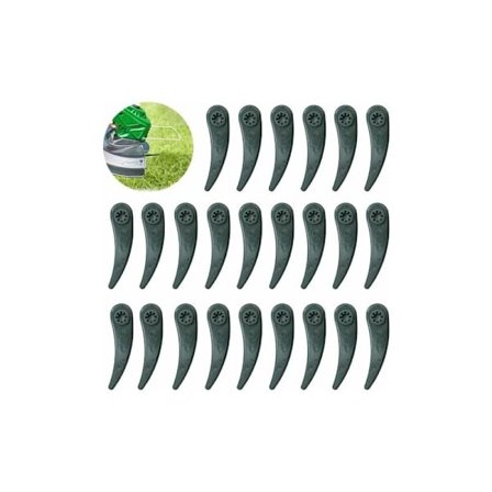 24 Pakke Udskiftningsblade til Bosch Durablade Trimmere Art 23-18 LI og Art 26-18 LI, Grøn, Længde 83mm.