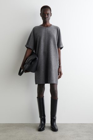 COS Frauen Skulpturales Minikleid Aus Merinowolle in Grau