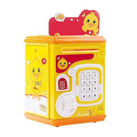 Äänitunnistus- ja sormenjälkitunnistus Säästöpossu Kannettava Rahalaatikko Lapsille Kotiin Matkoille Keltainen
