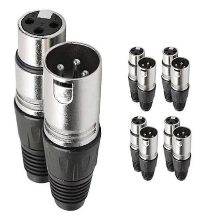 5 Par 3-polet XLR Hunn-Hann Mikrofon Lydkabel Wire Connector Plug Kabelterminal for Mic Sol