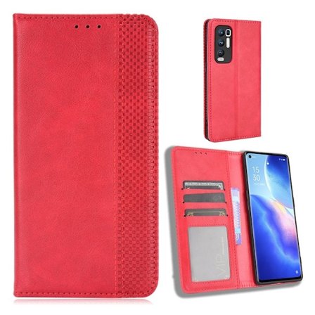 Bofink Vintage Oppo Find X3 Neo / Oppo Reno5 Pro Plus 5G nahkakotelo - Punainen