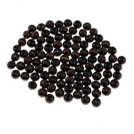 6x100 stk. Sorte Runde Træperler Løse Perler til Børneperlehåndværk 8mm