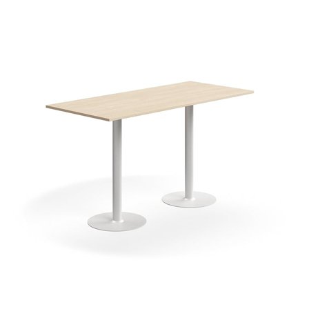 Bar table ALVA, 1800x800x1000 mm, high pressure laminate, white/birch