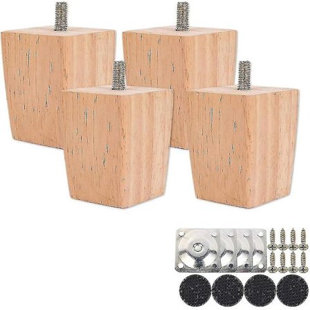 Høyde Sofa Ben, Tre Møbler Ben, Sett Av 4 Tre Sofa Ben Solid Erstatning Møbler Ben Armstol Skap Føtter