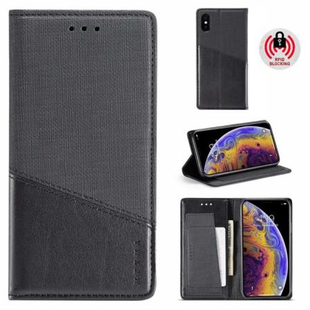 iPhone XS / X tyylikäs PU-nahakuori RFID-estolla Black