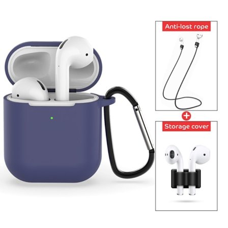 AirPods 2nd Generation Case, Full Skydd Silikon AirPods 2nd Generation Cover (2-delat set, Blå + Vit)