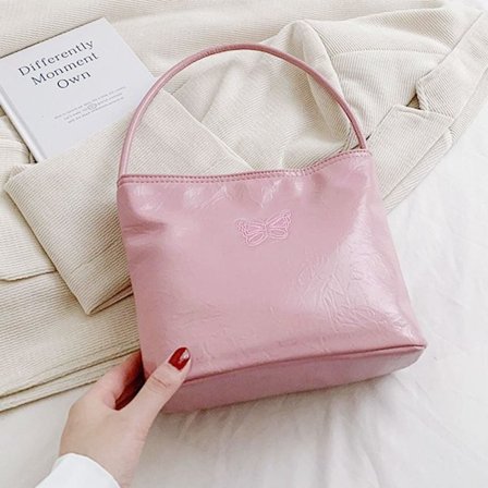 Sølv Bucket Bag Underarm Taske PINK BUTTERFLY BUTTERFLY