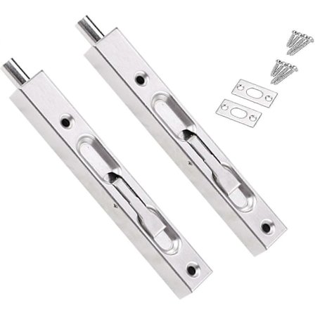 2 stk Dør Flush Bolt Guard Slide Bolt Lås - 8 tommer Skjult Sikkerhetsdør for Franske Dører, Komposittdører, Tredører, Dobbelt Dører, Dummy Dører, B