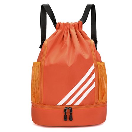 1 stk, 43x34x15 cm - Ryggsekk med snøring - Stor kapasitet, lettvekt - Våt og tørr separasjon - Oransje