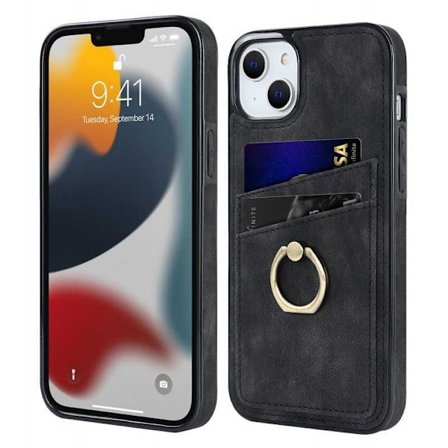 iPhone 15 -matkapuhelimen suojakuori korttitelineellä Retro V4