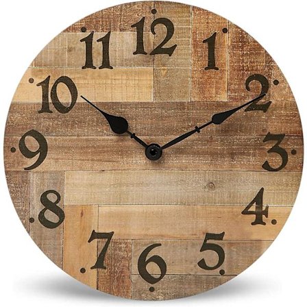 Rustikk veggklokke i bondehus-stil - 12 tommer batteridrevet stille, ikke-tikkende vintage veggklokke i tre MDF for hjemmedekor til kjøkken, stue, 