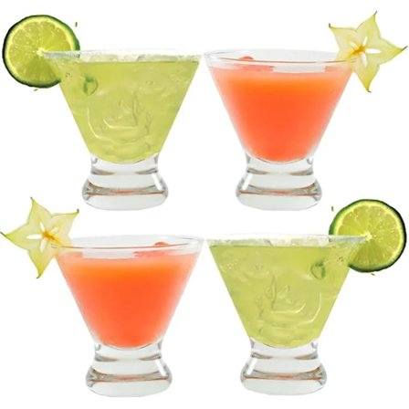 Martini Glas - Sæt med 4 - Cocktailglas - 24 cl Stilkfri Martini-glas - Dessertglas - Martini Glas gave til kvinder/mænd