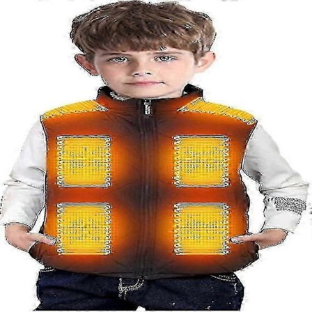Opvarmet vest til børn, 13 varmezoner USB-genopladelig opvarmet vest, vaskbar kropsvarmer til drenge og piger 170 cm